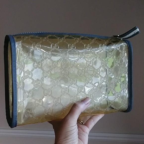 Vintage Gucci clear cosmetic bag toiletry makeup travel clutch pouch - Picture 4 of 9